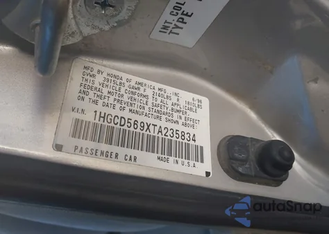 1996 Honda Accord Value from USA, damaged, VIN 1HGCD569XTA235834